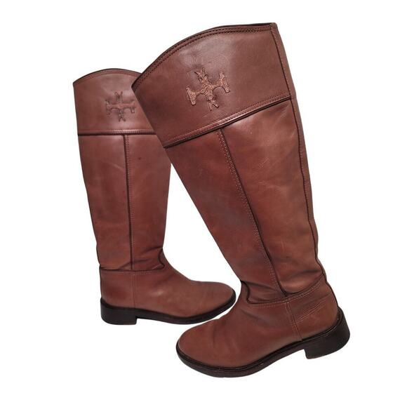 Tory Burch Lowell Leather Riding Boots Size 8.5 M - Picture 3 of 9